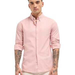 The Bear House Men’s Solid Slim Fit Shirt