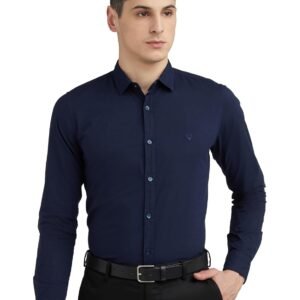 Allen Solly Men’s Solid Slim fit Shirt (ASSFWMOFP83286_Navy 42)