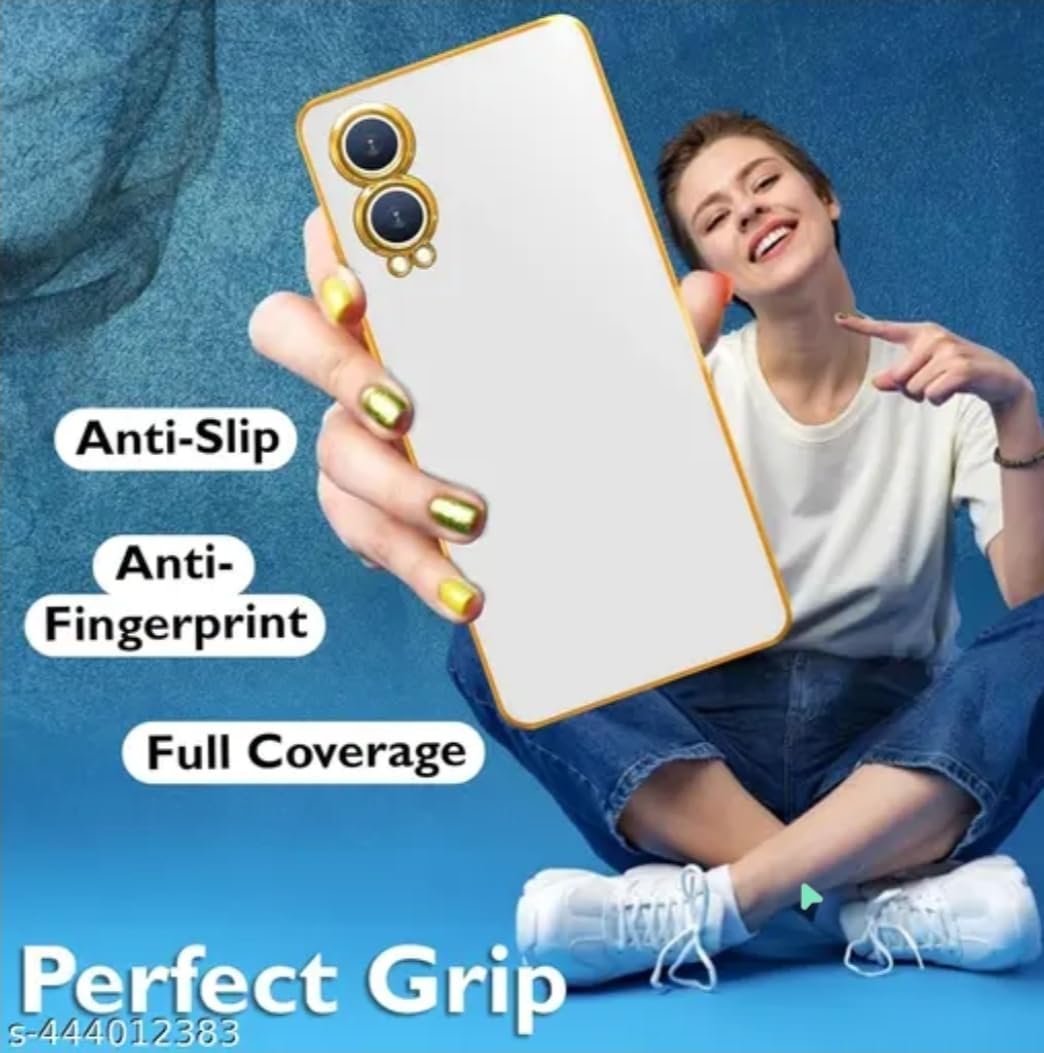 Luxury Unique Back Cover, Cute Electroplated Silicone 6D Chrome Case High Standard Quality Raised Edges for Camera Protection Back Cover for OnePlus Nord CE4 Lite 5G (White) - Image 2