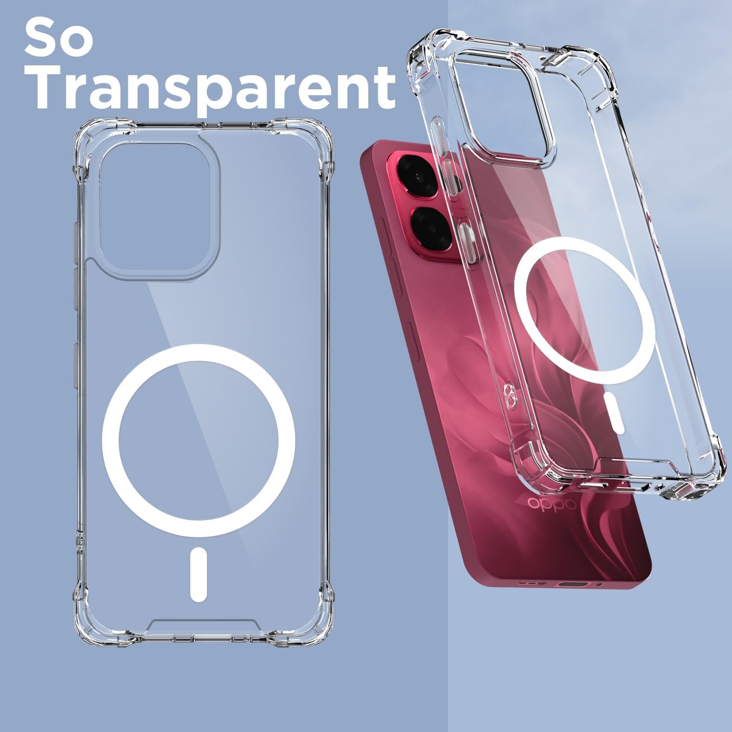 Pikkme Back Cover for Oppo F31 5G Mag-Safe Shockproof PC + TPU Protective Case Magnetic Support Bumper Case (Transparent Mag-Safe) - Image 2