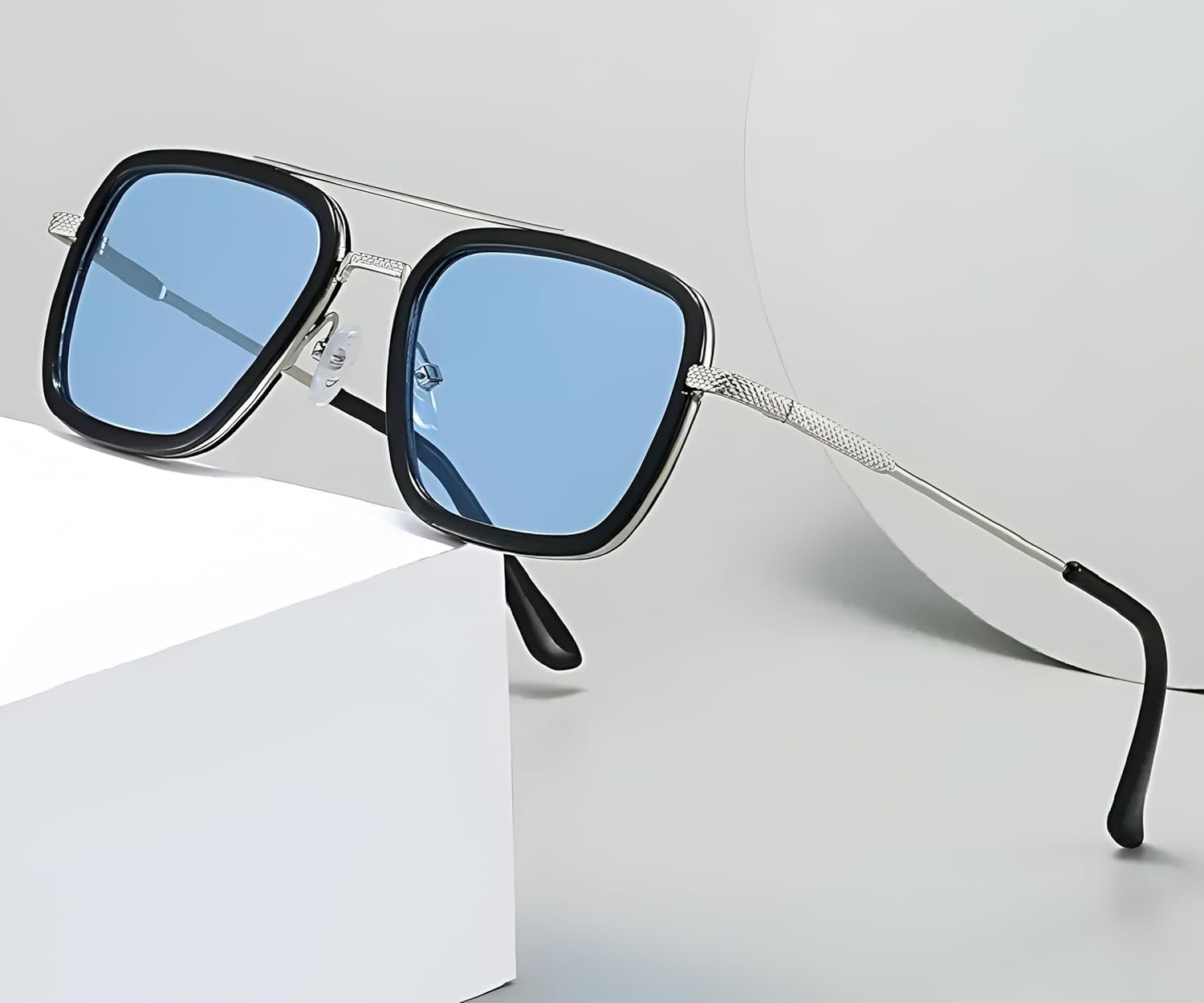 Roshfort Avengers Iron Man Full Rim Square Sunglasses | Non Polarized And 100% UV Protected|Men & Women | Spider Men Italic (Italic Ice Blue | C-4) - Image 5