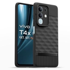 Amazon basics Back Cover for Vivo T4x 5G / iQoo Z10x 5G | Full Camera Protection | TPU Soft Flexible Shockproof Bumper Case(Black)