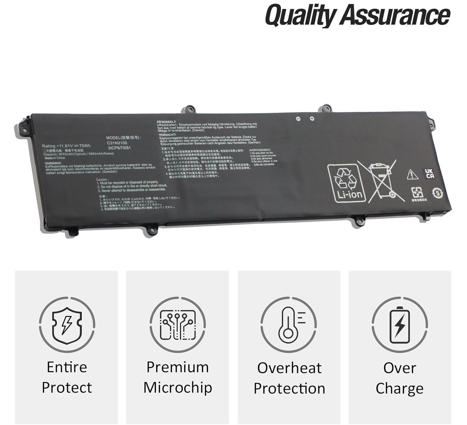 WeFly C31N2105 Laptop Battery Replacement for Asus Vivobook M3402QA K3402ZA M3402RA M5402RA K3502Z S5600F S4600F Series Notebook 0B200-04140000 11.61V 70Wh 5895mAh - Image 3