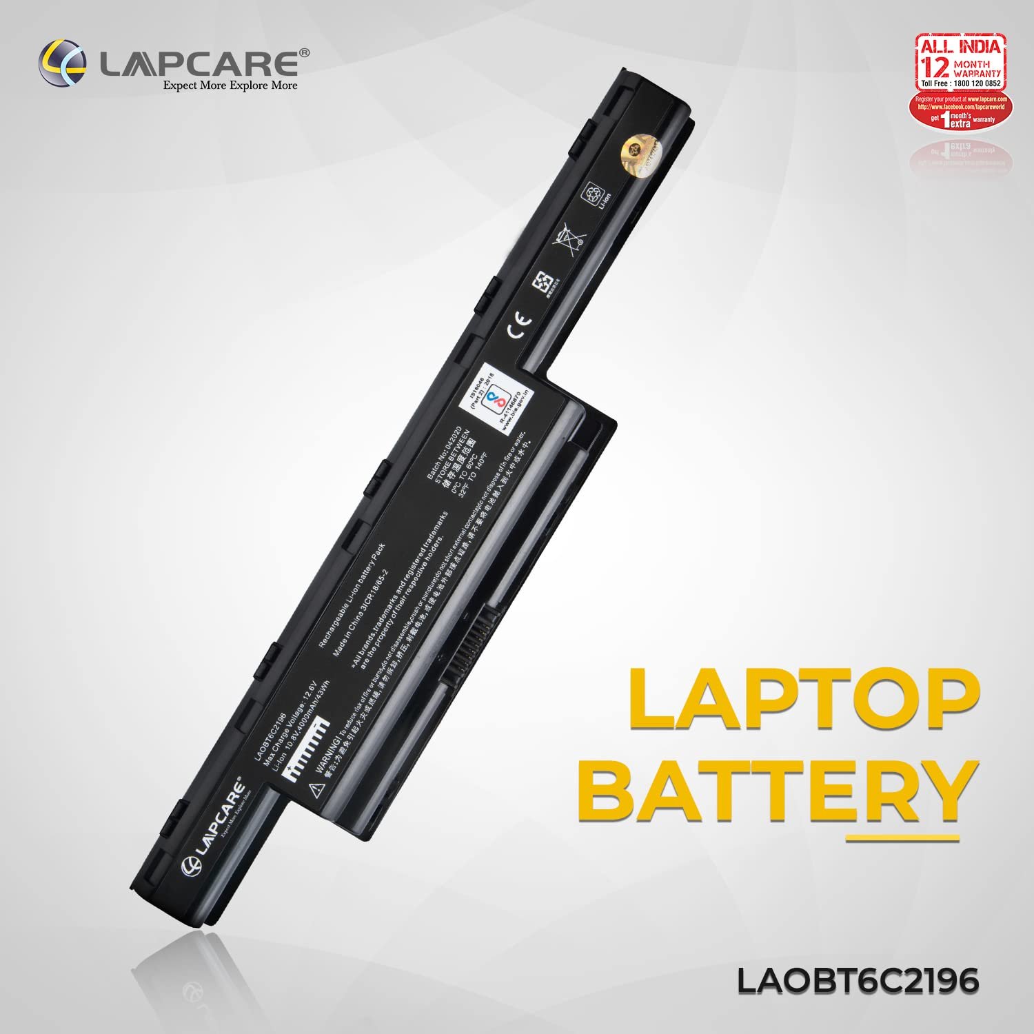 Lapcare 6 Cell Laptop Battery for Acer Aspire 4741 4743 4750 4752 4755 4771 Series-(Black) - Image 4