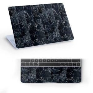 Black Marble D1 Top+Wrist Pad Vinyl Laptop Skin/Sticker/Cover for 14 Inches Laptops Laminated-Removable-HD Quality Compatible for Hp-Dell-Sony-Lenovo-Asus etc.(13.8x9.6 Inches)
