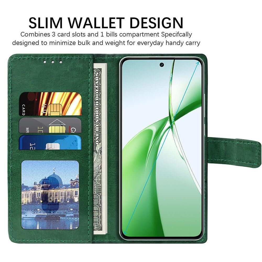 Flip Cover Back Case for OnePlus Nord CE4 5G | Premium Leather Finish | Inbuilt Pockets & Stand | Flip Cover Back Case for OnePlus Nord CE4 5G (Green) - Image 4