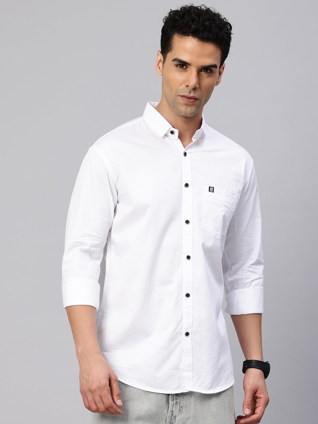 Majestic Man Comfort Slim Fit Solid Pure Cotton Casual Shirt - Image 2
