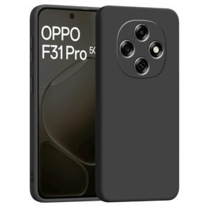 amazon basics Back Cover for Oppo F31 Pro 5G | Ultra Slim Soft Rubberised Case | Matte Silicone Flexible Mobile Case | Camera Protection – Black