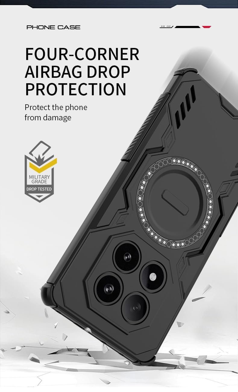 Back Cover Military Shockproof with Airbag Corners, Heat Dissipation, TPU+PC Hybrid Cover for Oppo F31 Pro Plus 5G - Black - Image 6