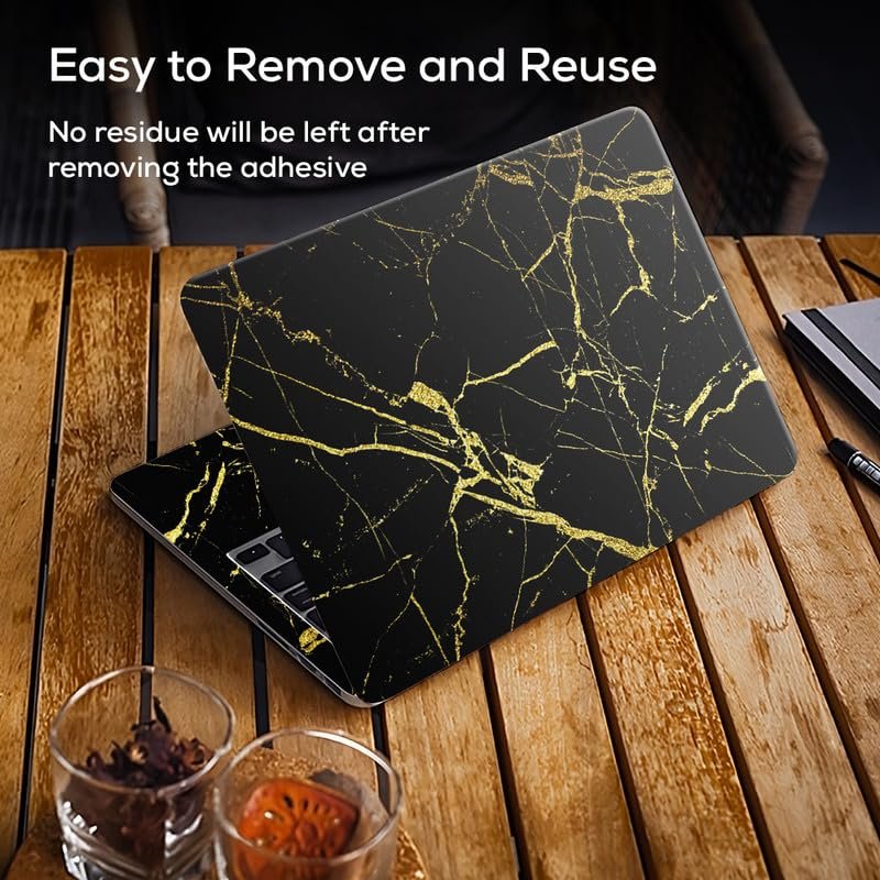 Black Marble D2 Full Body Vinyl Laptop Skin/Sticker/Cover Upto 15.6 Inches Laptops Laminated-Removable-HD Quality Compatible for Hp-Dell-Sony-Lenovo-Asus etc.(15x10 Inches) - Image 3