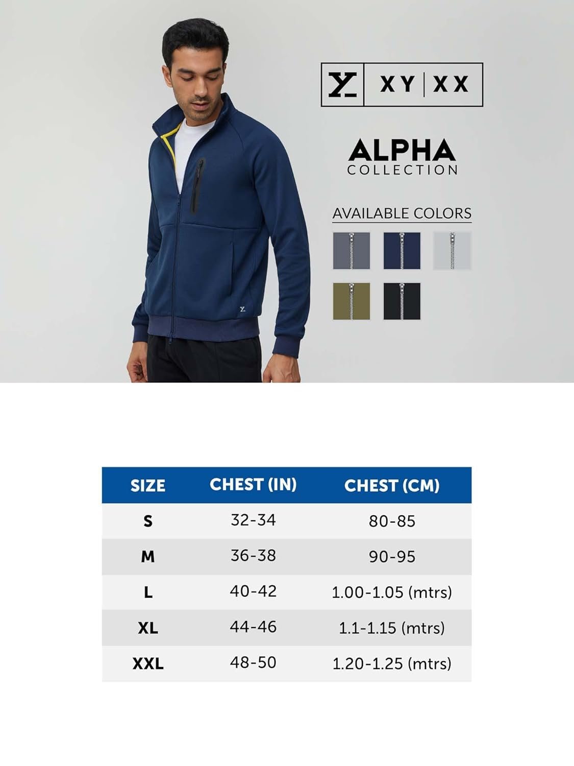 XYXX Men's Alpha Polyester Regular Fit High Neck Zip-Up Jacket - Image 4