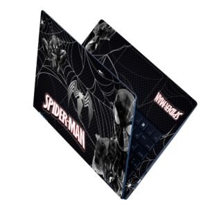 Full Body Laptop Skin Upto 15.6 inch Sticker Compatible for Dell/HP/Lenovo/Acer/Asus All Laptop Size Upto 14 to 15.6 Inch - Superhero Black Venom Web
