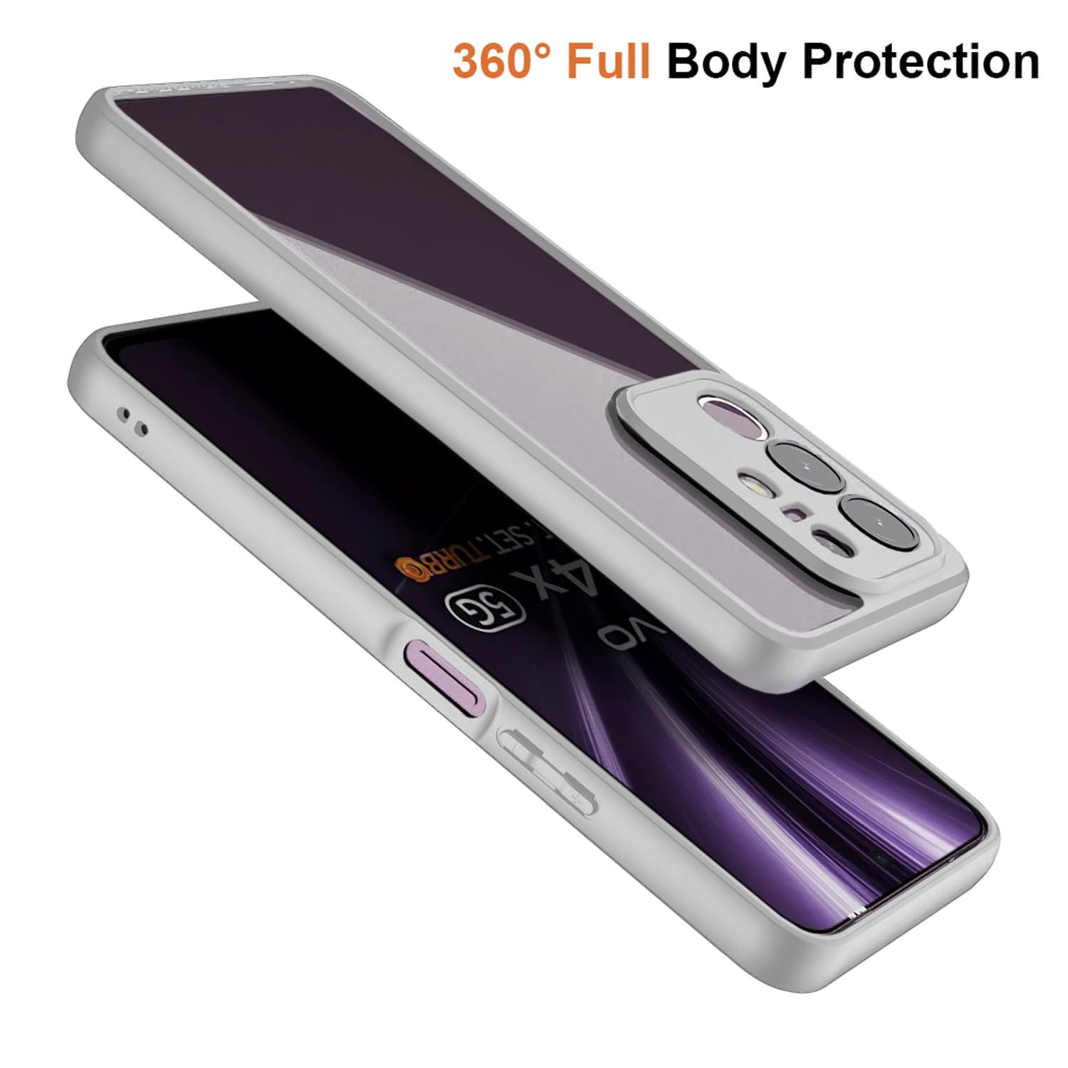 Kapa Hawkeye Clear Back Cover for Iqoo Z10x 5G / Vivo T4x 5G | Camera Lens Protector Shockproof Slim Clear Case Cover (Grey Sides) - Image 4