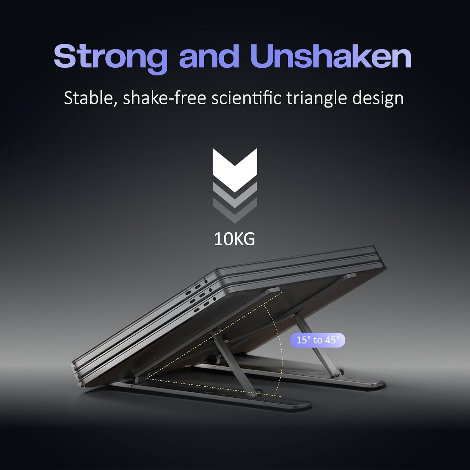 JK Vision 6 Angles Adjustable Aluminum Ergonomic Foldable Portable Tabletop Laptop/Desktop Riser Stand Holder Compatible for MacBook, HP, Dell, Lenovo & All Other Notebook (Grey) - Image 3