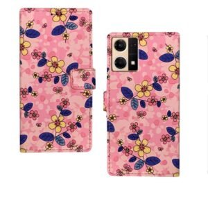 amazon basics Oppo F31 Pro 5G Flip Cover | Card Pockets Wallet & Stand | Flip Cover for Oppo F31 Pro 5G (Pink Flower)