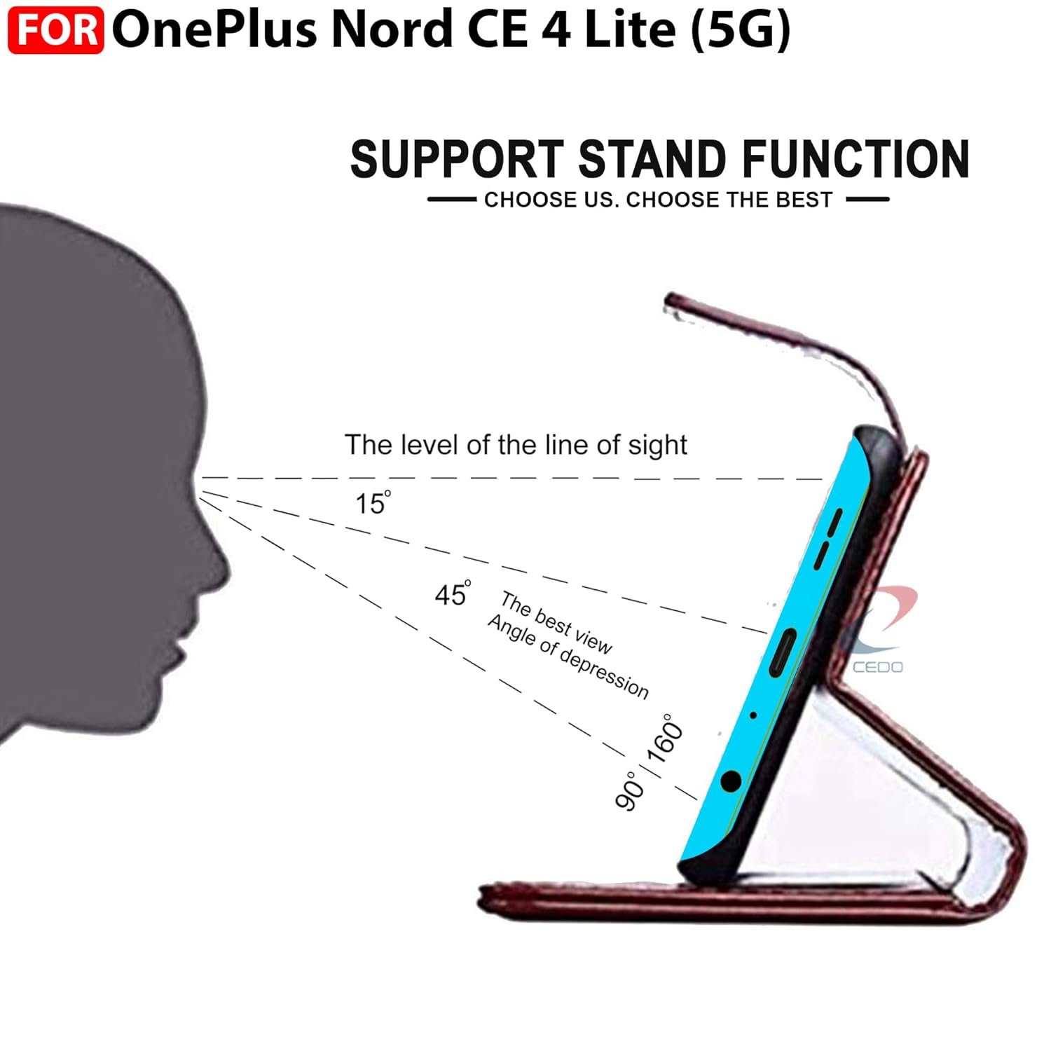 CEDO OnePlus Nord CE 4 lite / CE4 lite (5G) Flip Cover | Leather Finish | Inside Pockets & Inbuilt Stand | Shockproof Wallet Style Magnetic Closure Back Case Flipcover (Brown) - Image 6