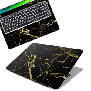 Black Marble D2 Full Body Vinyl Laptop Skin/Sticker/Cover Upto 15.6 Inches Laptops Laminated-Removable-HD Quality Compatible for Hp-Dell-Sony-Lenovo-Asus etc.(15x10 Inches)