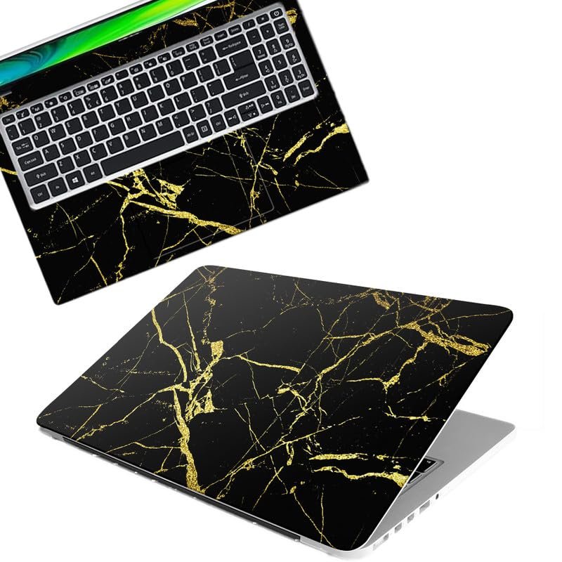Black Marble D2 Full Body Vinyl Laptop Skin/Sticker/Cover Upto 15.6 Inches Laptops Laminated-Removable-HD Quality Compatible for Hp-Dell-Sony-Lenovo-Asus etc.(15x10 Inches)