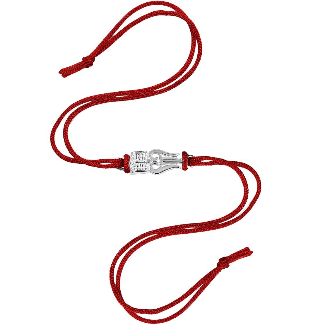 Parnika 925 Om Ganesha Rudraksha Infinity Bro Shiv Bhai Adjustable Silver Rakhi Bracelet For Brother in 92.5 Sterling Silver for Boys and Men | Chandi ki Rakhi | Gift Box Roli Chawal - Image 4