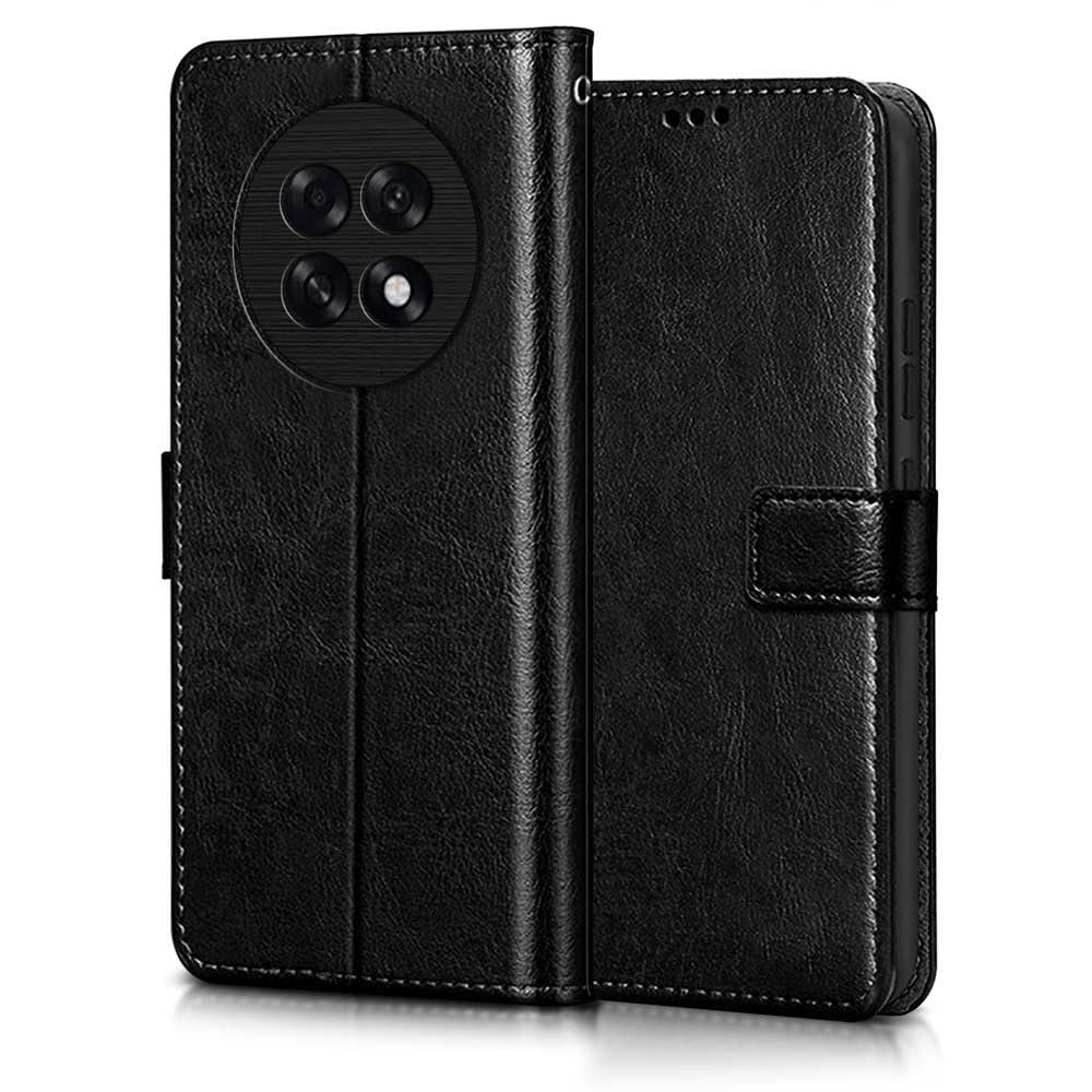 WOW IMAGINE Shock Proof Flip Cover Back Case Cover for Oppo F31 Pro Plus 5G (Flexible | Leather Finish | Card Pockets Wallet & Stand | Black) - Image 2