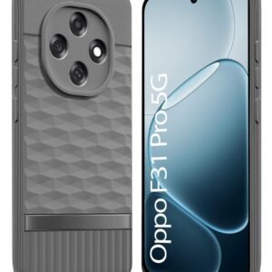 WOW IMAGINE Back Cover for Oppo F31 Pro 5G with Hexa Cube Design | Ultra Slim Soft Rubberised Case | Inner Velvet Fabric | Matte Silicone Flexible Mobile Case | Camera Protection – Grey