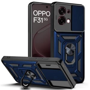 Tough Armor Oppo F31 5G Bumper Back Case Cover | Ring Holder & Sliding Camera Shield Cover | 360 Degree Protection Back Case Cover for Oppo F31 5G (Blue)