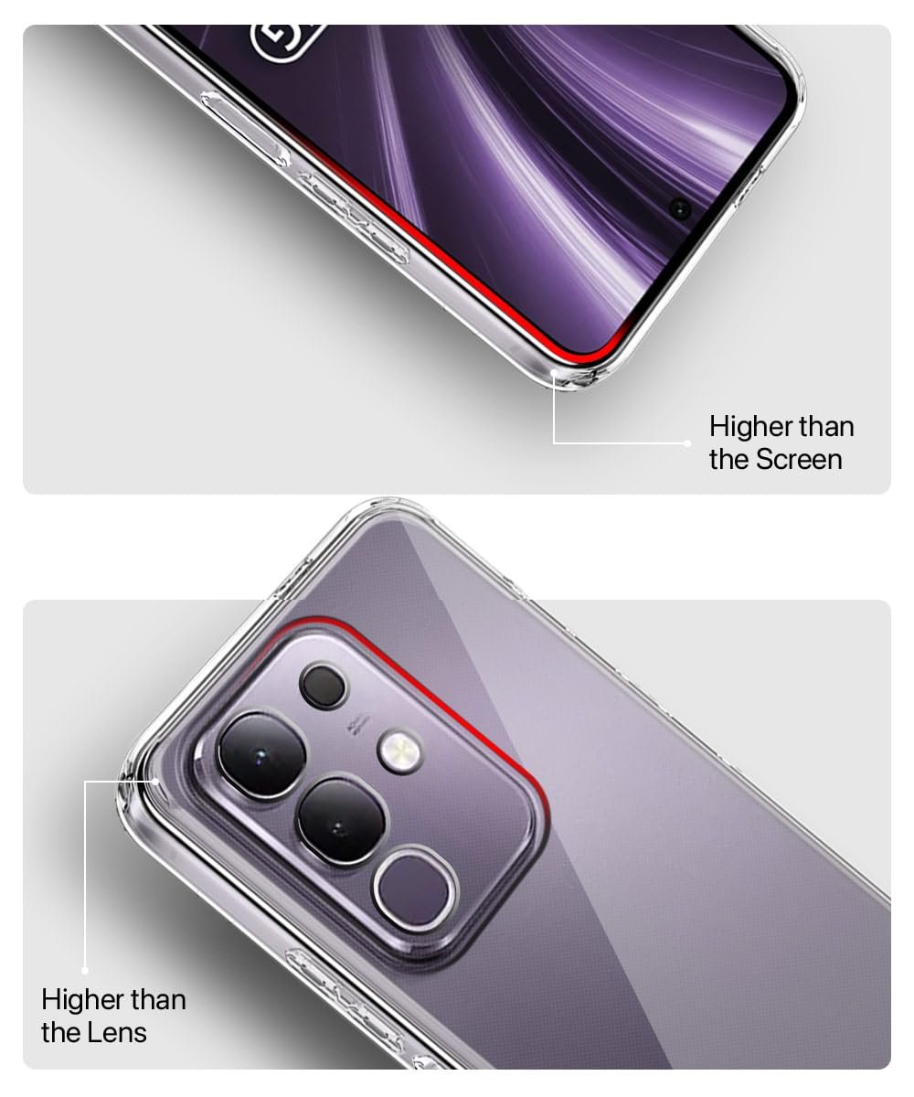 WOW IMAGINE Transparent Back Cover Case for Vivo T4x 5G | iQoo Z10x 5G | Vivo Y31 Pro 5G Raised Bumps for Full Device & Camera Protection Shockproof TPU Silicone Back Case Mobile Cover – Transparent - Image 5