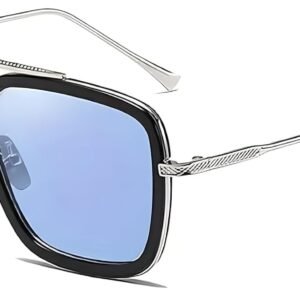 Roshfort Avengers Iron Man Full Rim Square Sunglasses | Non Polarized And 100% UV Protected|Men & Women | Spider Men Italic (Italic Ice Blue | C-4)