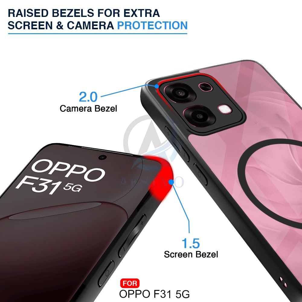 Oppo F31 5G Back Cover | 360° Protection | Crystal Clear Hard Back Transparent | Compatible with MagSafe Accessories (PC+TPU, Black Bumper) - Image 6