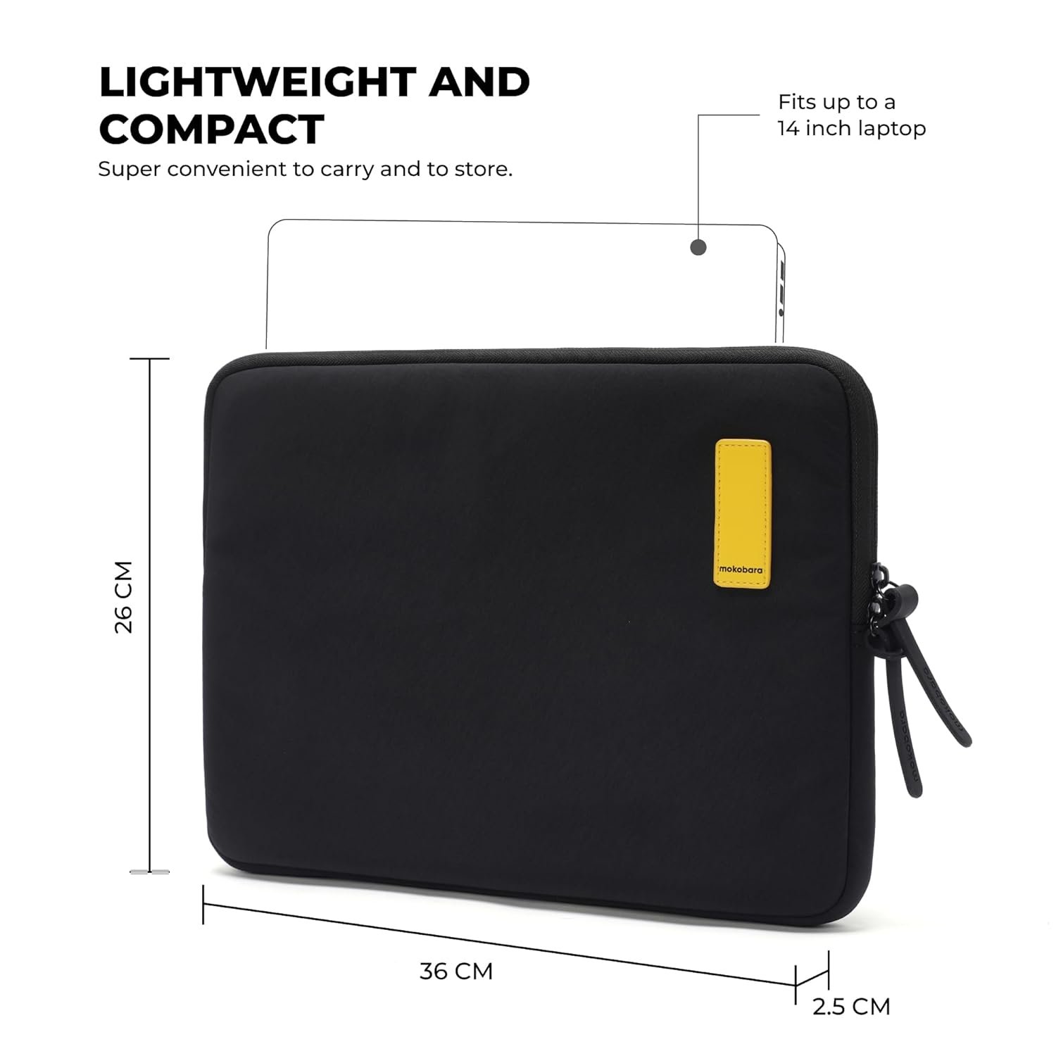 MOKOBARA Aisle Laptop Sleeve | Small | Aerology Nylon | Compatible with 14" Laptops/MacBook | Lightweight Sleeve with Soft Microsuede Lining & Premium Zip Closure | Money Moves (Black) - Image 3