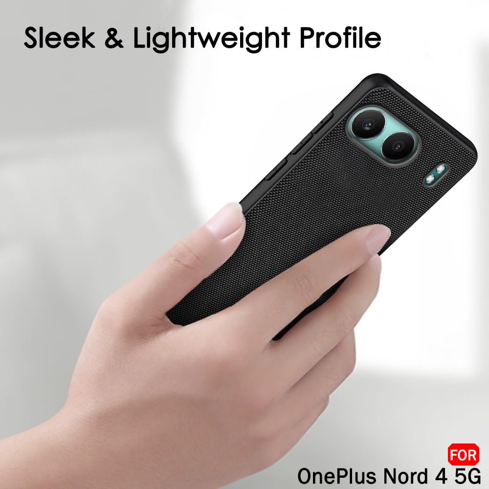 TheGiftKart Back Cover Case for OnePlus Nord 4 5G | Slim & Lightweight | Ultra-Premium Design | Camera Protection Bump | Fabric Texture Case Cover for OnePlus Nord 4 5G (PC & TPU, Black) - Image 4