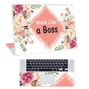 Floral-D15 Top+Wrist Pad Vinyl Laptop Skin/Sticker/Cover for 14 Inches Laptops Laminated-Removable-HD Quality Compatible for Hp-Dell-Sony-Lenovo-Asus etc.(13.8x9.6 Inches)