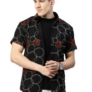 Luxrio Casual Printed Textured Fabric Shirt for Men Regular Fit Cotton Blend