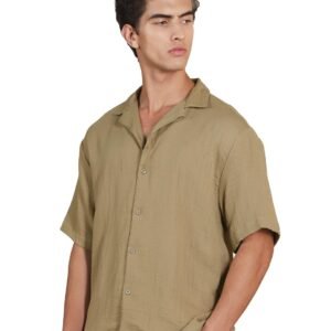 FYLTR Men’s Half Sleeve Solid Shirt – 100% Cotton | Regular Fit | Camp Collar | Casual Shirts for Men