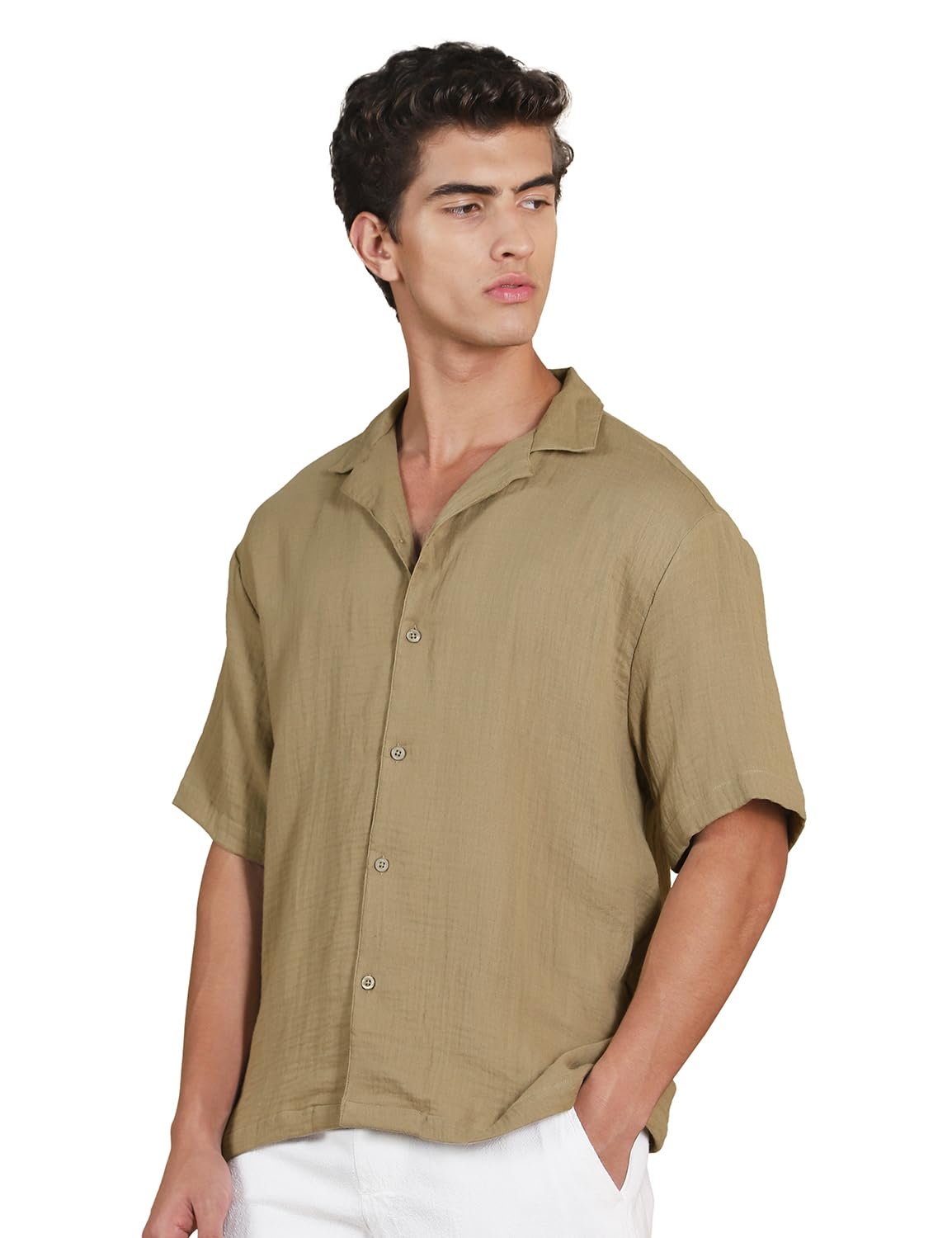 FYLTR Men's Half Sleeve Solid Shirt - 100% Cotton | Regular Fit | Camp Collar | Casual Shirts for Men