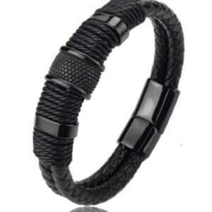 Bracelet for Men, Knit Black Bracelet for Men, Stylish Hand Band for Men, Double Layer Woven Design, Mens Bracelet Ideal for Special Occasions