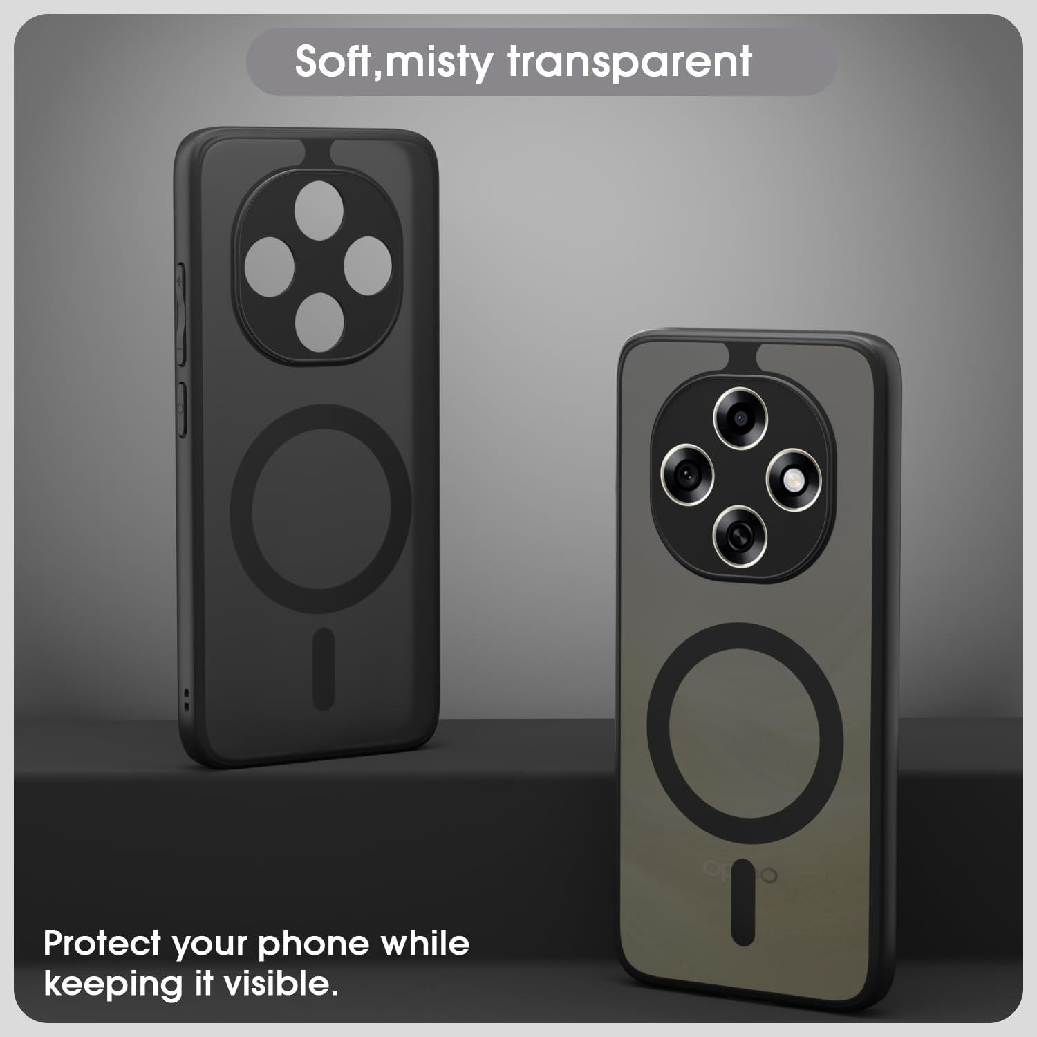 Pikkme Back Cover for Oppo F31 Pro 5G Compatible with Mag-Safe Smoke Back | Shockproof Design | Hard Transparent Back Case (Black Smoke Mag-Safe) - Image 3