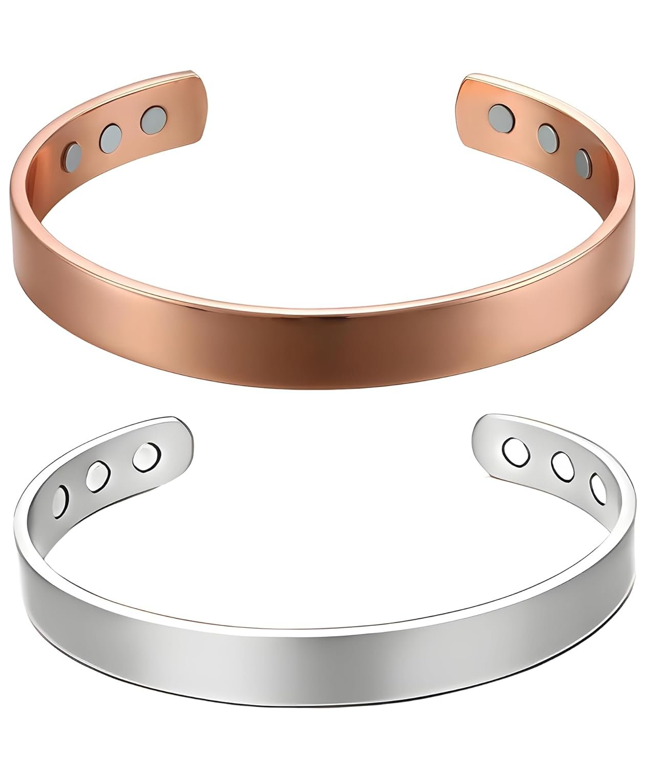 New Upgrades in 2025 2 Pcs Copper Bracelet for Men and Women 99.9% Pure Copper Bangle 7.5in Adjustable for Arthritis with 6 Magnets for Effective Joint Pain Relief, Arthritis, RSI, Carpal Tunnel