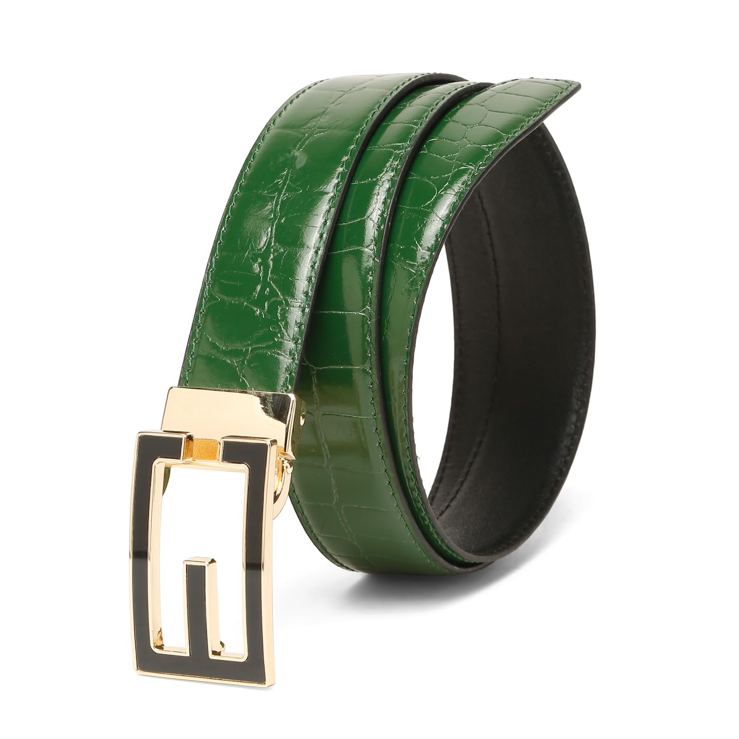 Genuine Leather Brown Belt for Men – Premium Textured Dress Belt with Gold Geometric Buckle – Adjustable Fit up to 42 Inches – Formal & Casual Wear