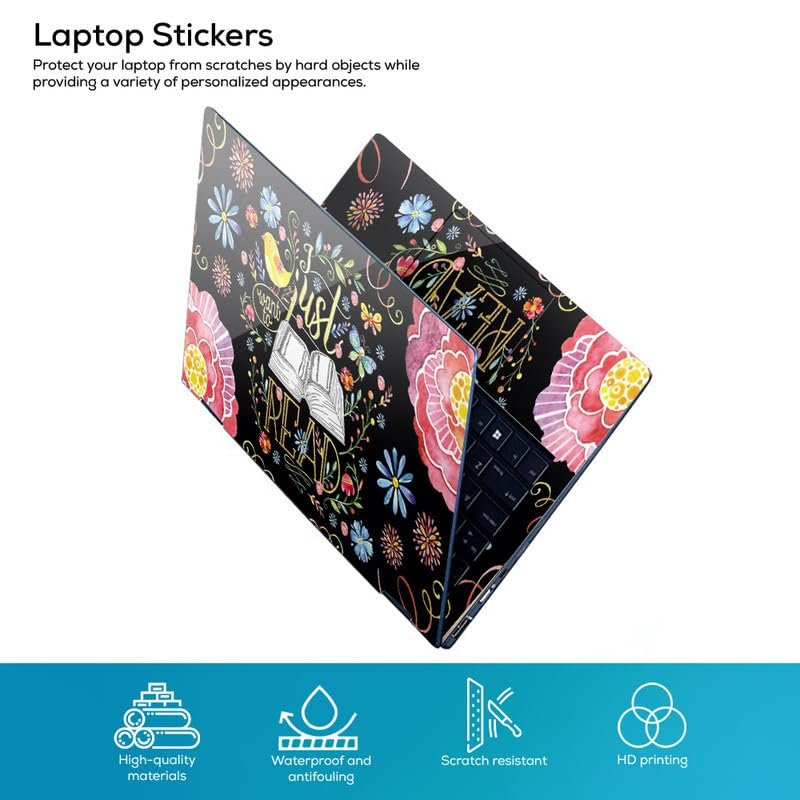 Floral/Flower Quote D17 Pattern Full Body Vinyl Laptop Skin/Sticker/Cover Upto 15.6 Inches Laptops Laminated-Removable-HD Quality Compatible for Hp-Dell-Sony-Lenovo-Asus etc.(15x10 Inches) - Image 2