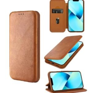 PU Leather Magnetic Premium Flip Cover with 2 Card Slot for Oppo F31 5G – Brown