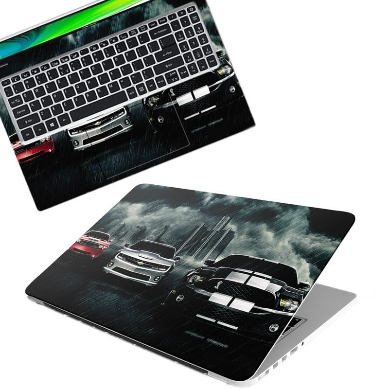 Cars in Rain Full Body Vinyl Laptop Skin/Sticker/Cover Upto 15.6 Inches Laptops Laminated-Removable-HD Quality Compatible for Hp-Dell-Sony-Lenovo-Asus etc.(15x10 Inches)