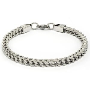 Scintillare By Sukkhi Universal Stylish Stainless Steel Rhodium Plated Silver Bracelet Lobster Closure Type Bracelet For Men & Boys|BC107135