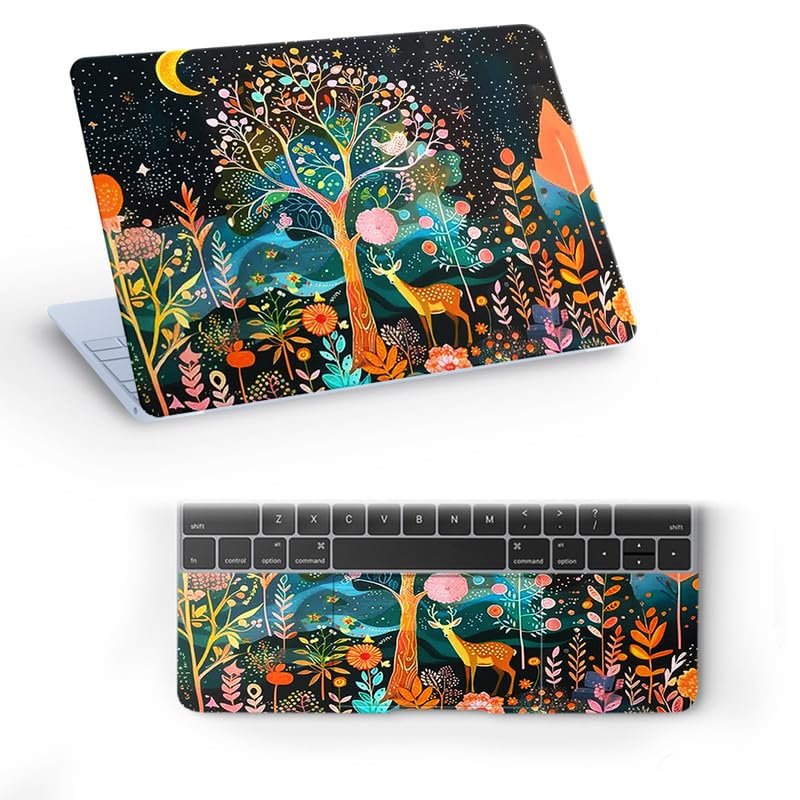 Floral F41 Top+Wrist Pad Vinyl Laptop Skin/Sticker/Cover for 14 Inches Laptops Laminated-Removable-HD Quality Compatible for Hp-Dell-Sony-Lenovo-Asus etc.(13.8x9.6 Inches)