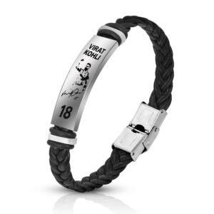 University Trendz Cricket Legend Virat Kohli Century Pose Signature Shot Celebration Engraved Design Cricket Star Bracelet