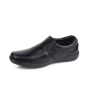 FOR-B Black Leather Shoes for Men| Slip On Formal Shoes| Non-Slip Sole Shoes Perfect for Casual and Formal Occasions| Classic Shoes for Business, Weddings, and Formal Events