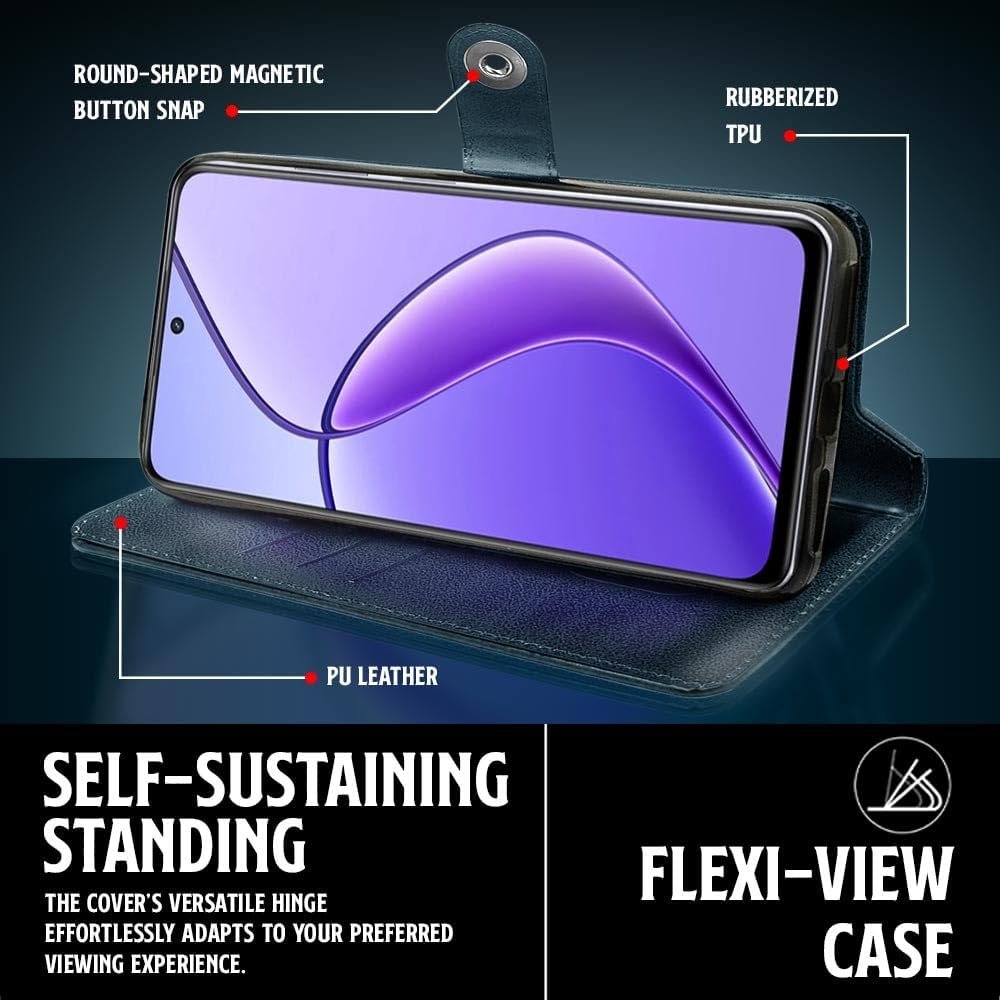 Coverage OnePlus CPH2613 /Nord CE4Flip Cover Full Protection Imported TPU Wallet Button Magnetic Book Leather Flip Cover for OnePlus Nord CE4 5G - Blue - Image 4