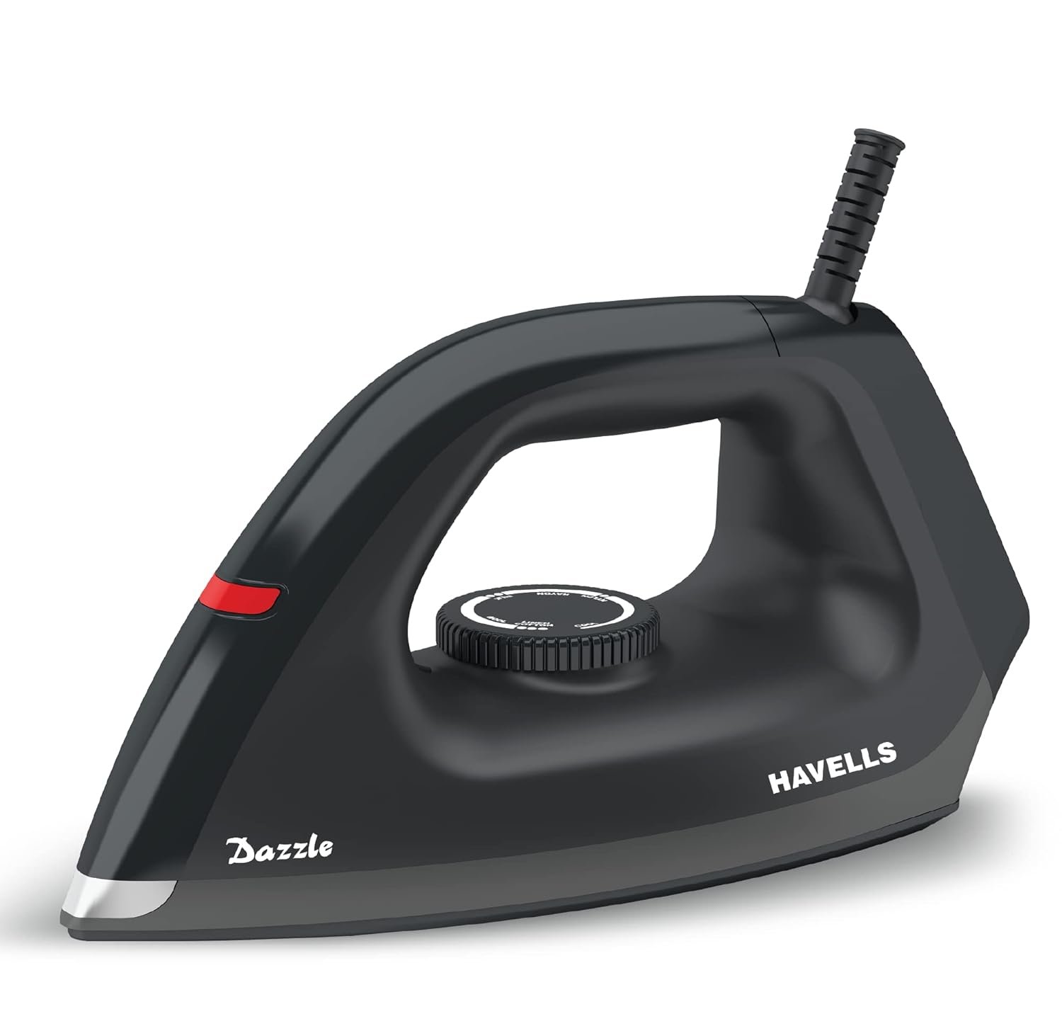 Havells Dry Iron Dazzle 1100 Watts, Iron Press, Greblon Non Sick Soleplate with German Technology| Shock Proof Body| Aerodynamic Design, 360° Swivel Cord|2 Years Door Step Warranty by Havells (Black)
