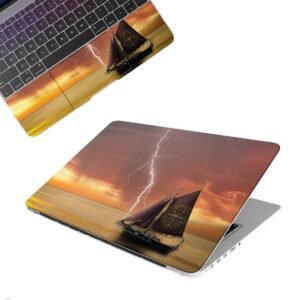 Boat in Storm Top+Wrist Pad Vinyl Laptop Skin/Sticker/Cover Upto 15.6 Inches Laptops Laminated-Removable-HD Quality Compatible for Hp-Dell-Sony-Lenovo-Asus etc.(15x10 Inches)