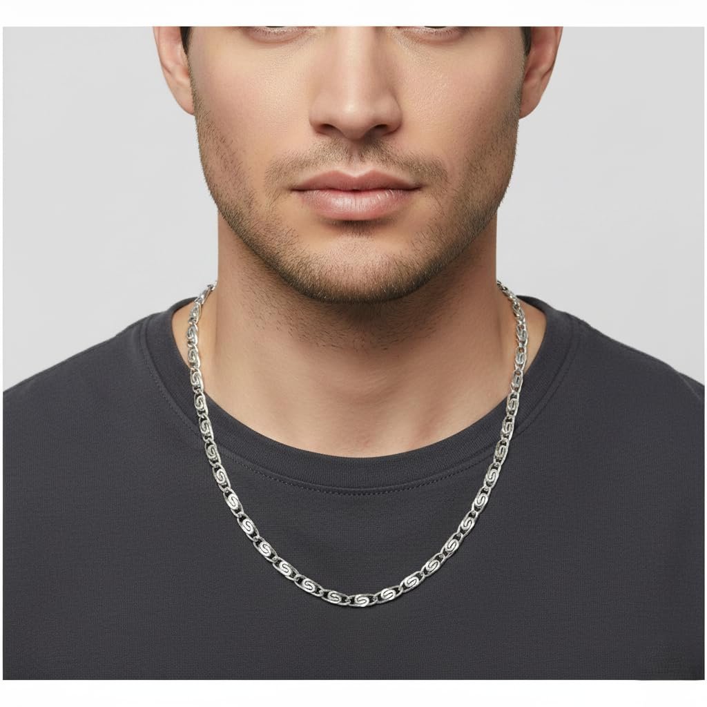 Men's 3mm Stainless Steel S-Link Chain Necklace - Durable, Polished, and Tarnish-Resistant - Image 2